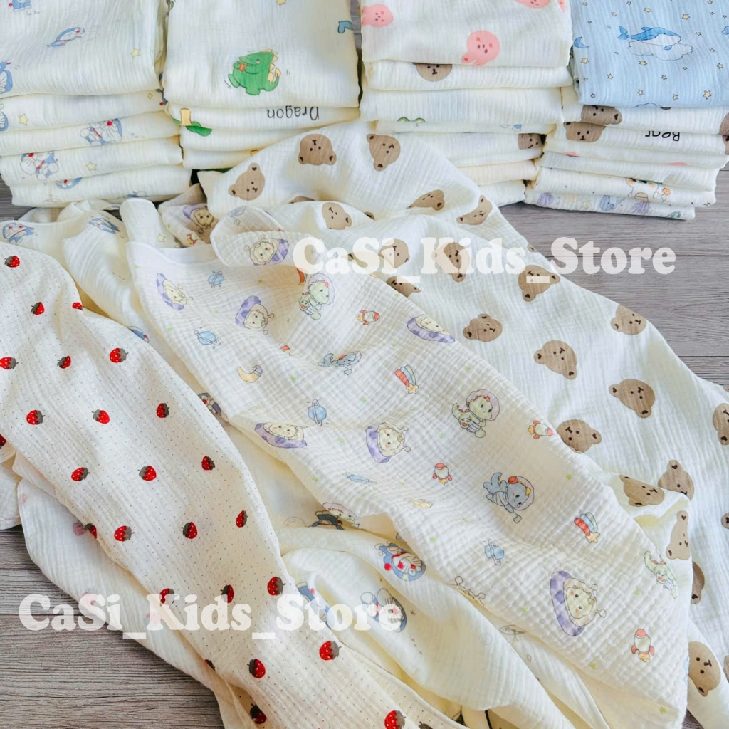 Khăn Tắm Quấn Đa Năng Cho Bé Vải Xô Muslin 2 Lớp Cao Cấp 70x90cm CaSi