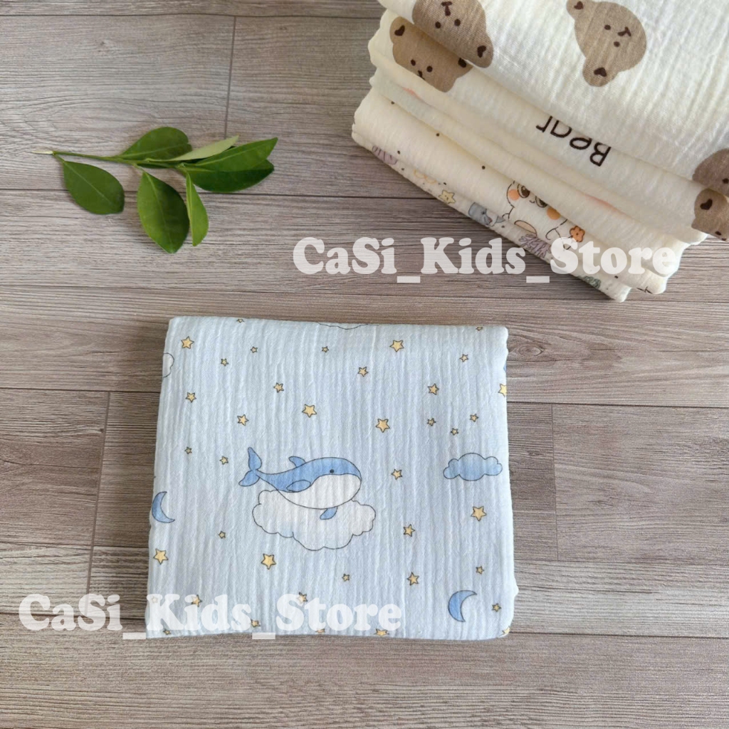 Khăn Tắm Quấn Đa Năng Cho Bé Vải Xô Muslin 2 Lớp Cao Cấp 70x90cm CaSi