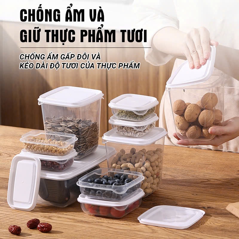 Kaleis Set 17 hộp nhựa bảo quản thực phẩm cao cấp – Hộp đựng đồ ăn tươi, dùng cho tủ lạnh, an toàn & tiện lợi