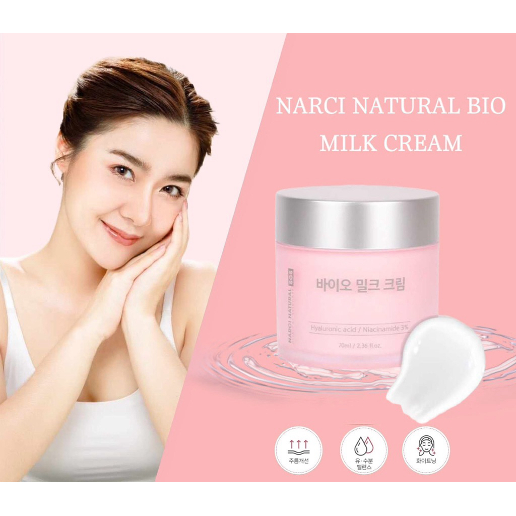 Kem dưỡng Narci Natural bio milk cream 70ml - hạn 2027 Hàn Quốc  IS276