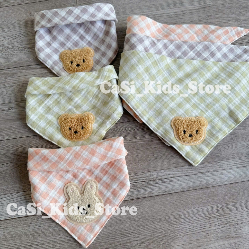 Khăn Yếm Xô Tam Giác Organic Muslin 4 Lớp Cao Cấp Cho Bé Sơ Sinh, May Lộn – CaSi