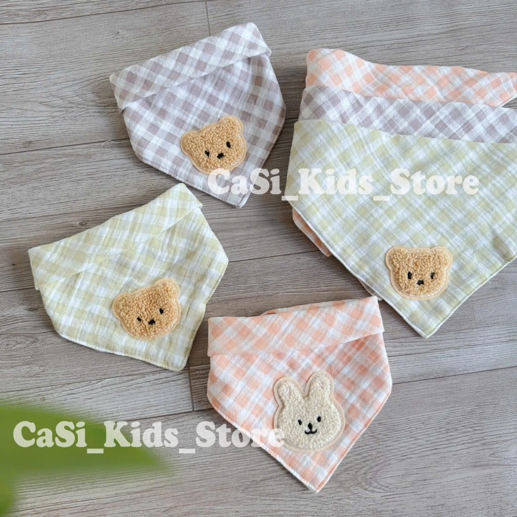 Khăn Yếm Xô Tam Giác Organic Muslin 4 Lớp Cao Cấp Cho Bé Sơ Sinh, May Lộn – CaSi