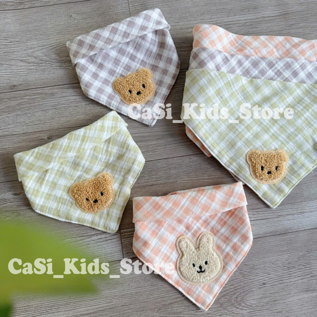 Khăn Yếm Xô Tam Giác Organic Muslin 4 Lớp Cao Cấp Cho Bé Sơ Sinh, May Lộn – CaSi