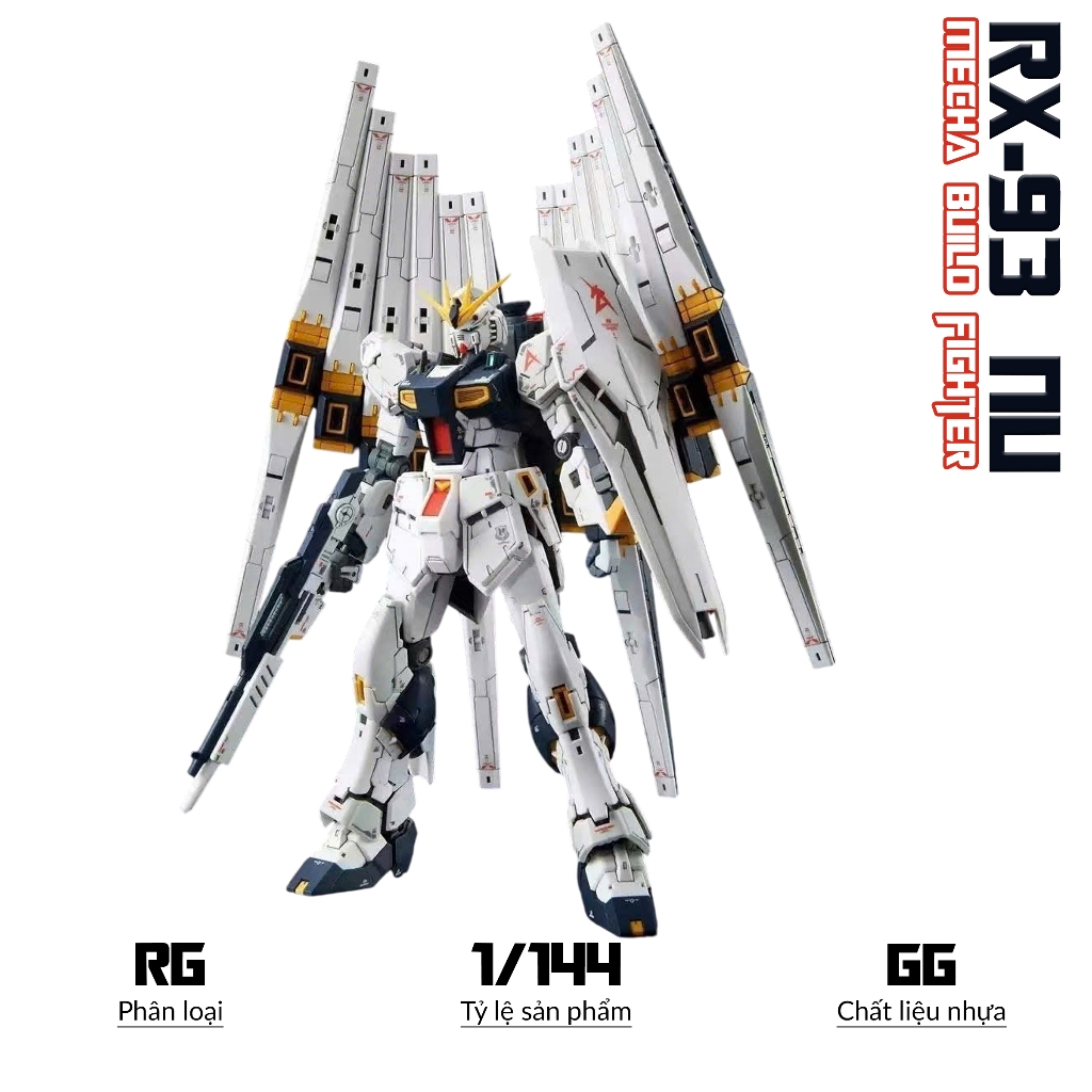 Mô hình RG RX-93 Nu (tặng decal nước, x2 Funnel), 1/144 Mecha, Đồ chơi ...