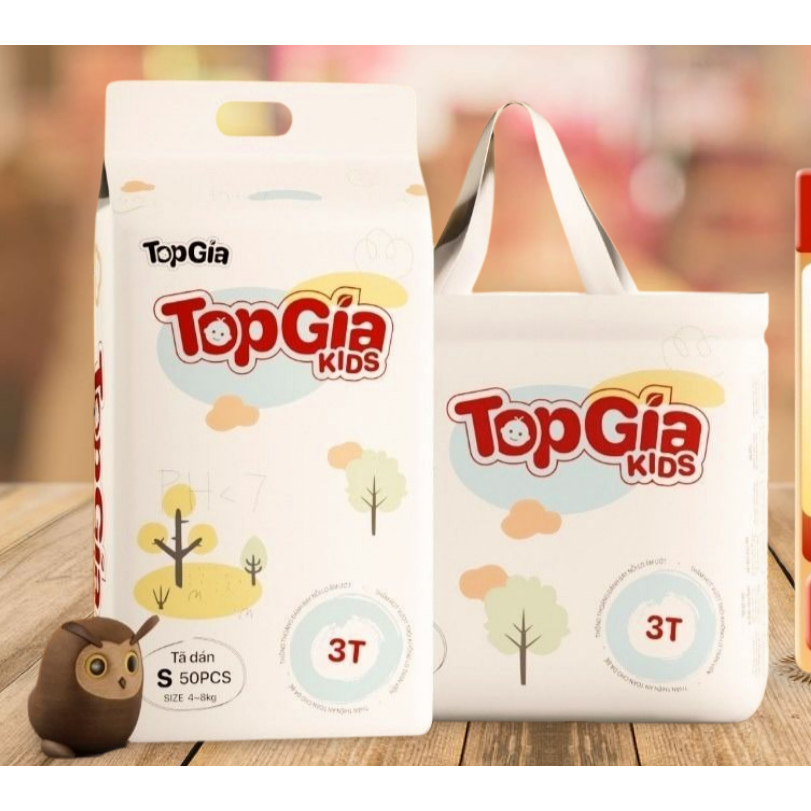 Bỉm Dùng Cho Bé Topgia Tã/bỉm quần dán TopGiaKids pH<7 an toàn cho da, khô thoáng thấm hút tốt đủ size S /M / L/XL