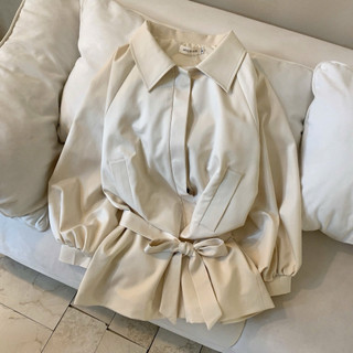 •𝙆𝙞𝙣𝙜𝙨𝙝𝙤𝙥𝙗𝙚𝙖𝙪𝙩𝙮•Áo Kaki Đai Eo Nơ Basic QC