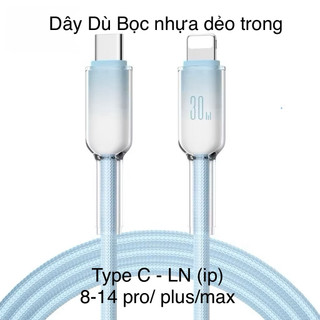 Cáp Sạc Nhanh IP 20W Dây Dù Bọc Silicon 1M 2M Cổng Sạc Typec - L, C-L, Tương Thích IP 7,8,11,12,13,14 Plus Pro Max