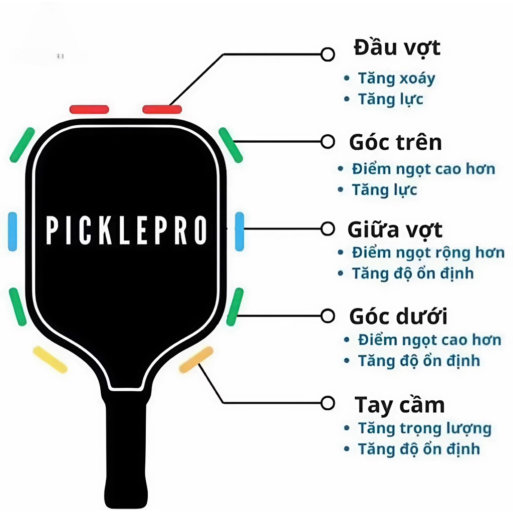 Chì cuộn vợt pickleball gia tăng lực đánh mở rộng điểm ngọt tăng kiểm soát chuẩn tiêu chuẩn Ben John