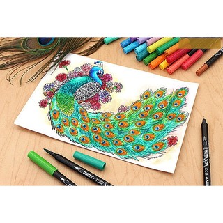 MARVY - Tùy Chọn 1 Cây - Bút Lông Màu Nước Le Plume 1122 - Bút 2 Đầu 2 Nét Cọ - Kim 🐻🌸 Double-Sided Watercolor Marker