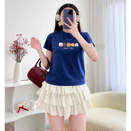 Áo thun nữ form Babytee SUNTEE STFV107 phong cách basic in hình icon mèo vải cotton100% cao cấp