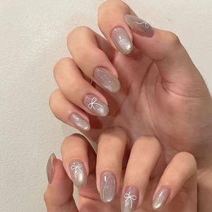 NAIL BOX MÓNG GIẢ , MÓNG UP MẮT MÈO NƠ TRẮNG XINH IU GENZ NAIL