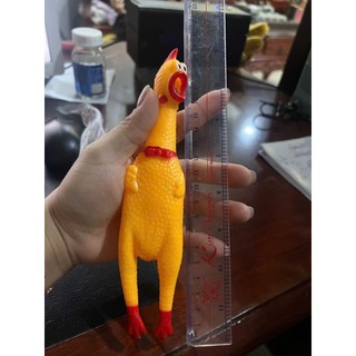 Đồ chơi con gà bóp kêu A Lử, gà la hét hài hước Size 19cm, đồ chơi thú cưng có đèn sáng