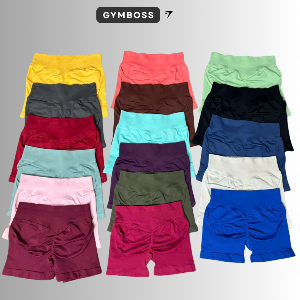 Quần Đùi Tập Gym Yoga Cạp Thấp 7cm Chun Mông Chất Liệu Dệt Elats Co Giãn,Tôn From,Tôn Dáng GB112