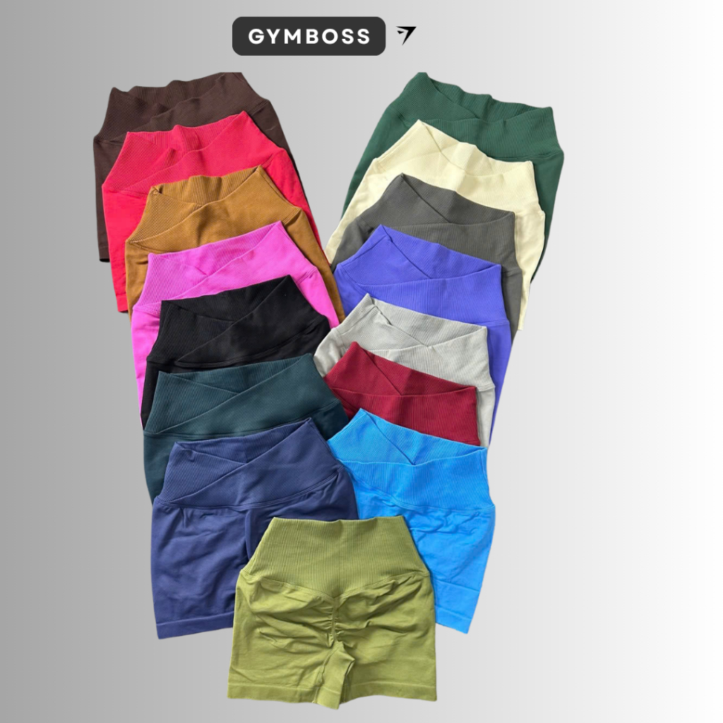 Quần Short Đùi Nữ Tập Gym Yoga Nâng Mông,Chất Dệt Kim 4 Chiều Cạp Chéo Cá Tính Chun Mông Tôn Dáng GB116