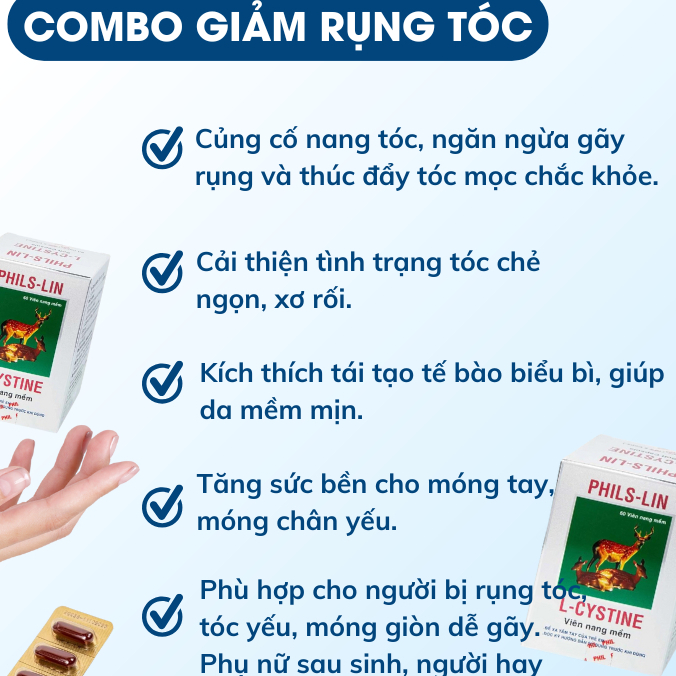 [COMBO GIẢM RỤNG TÓC] L - Cystine và Fevitt Nano 30 viên giảm nám, tàn nhang mờ thâm sáng da tốt