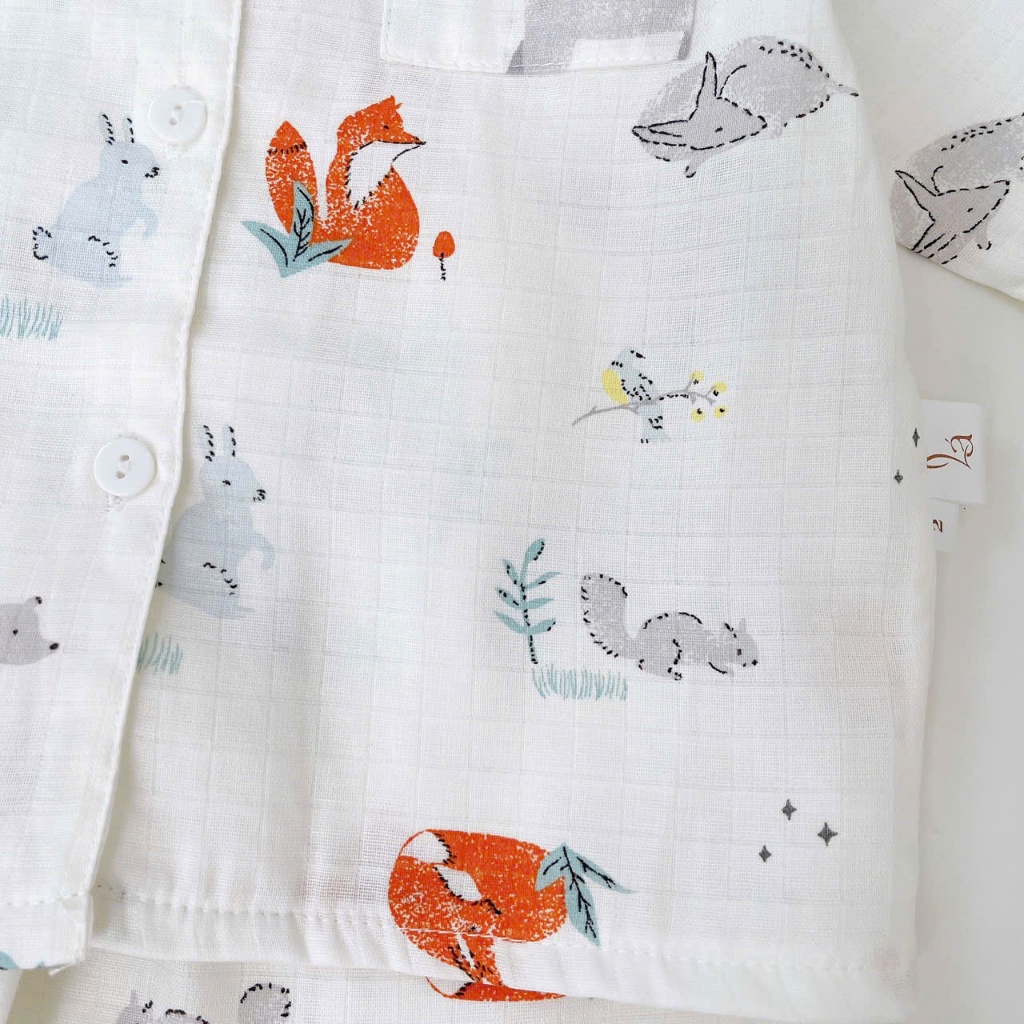 Pijama cho bé dài tay vải xô cotton Lá Homewear A396, bộ dài tay bé trai gái mặc ngủ mát