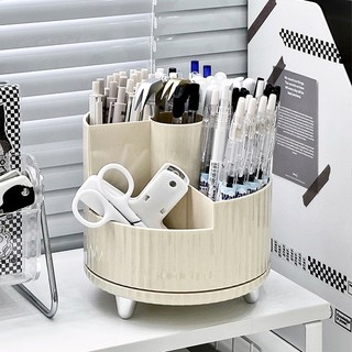 Kệ Đựng Mỹ Phẩm Xoay 360, Khay Để Bút 4 Ngăn, Khay Để Đồ Văn Phòng Phẩm, Kệ Đa Năng tặng kèm sticker