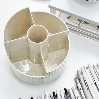 Kệ Đựng Mỹ Phẩm Xoay 360, Khay Để Bút 4 Ngăn, Khay Để Đồ Văn Phòng Phẩm, Kệ Đa Năng tặng kèm sticker