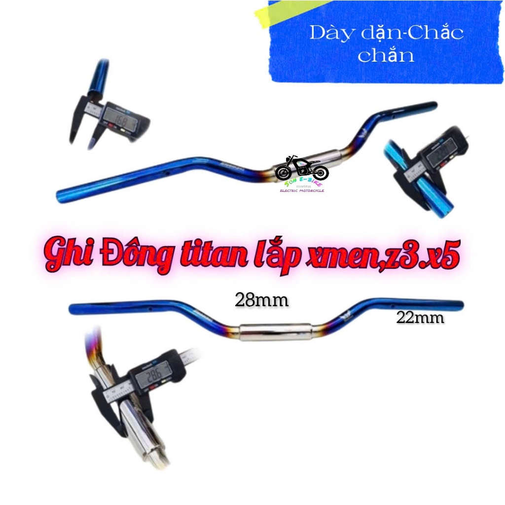 ghi đông trung quốc màu titan 22mm,độ cho các dòng xe xmen,jeek men.