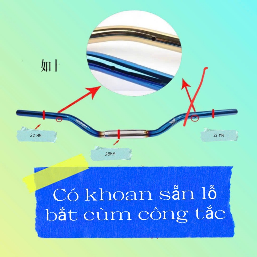 ghi đông trung quốc màu titan 22mm,độ cho các dòng xe xmen,jeek men.