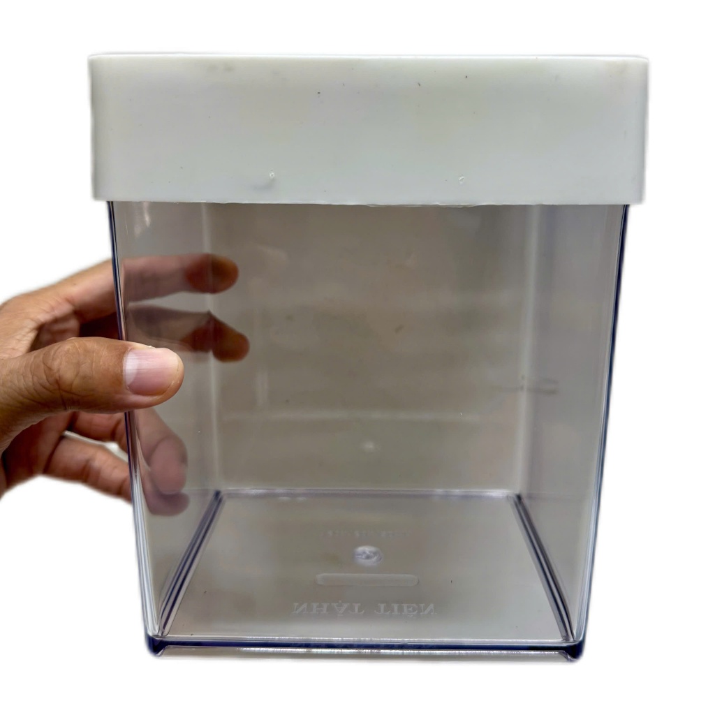 Bể Cá Betta Mica (có nắp) Siêu Trong, Hiện Đai 15x15x12cm