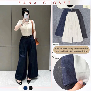 Quần Dài Nữ Dáng Suông Rộng Chất Bò Mềm Mịn Siêu Đẹp Basic Hàng QC Chuẩn Form Tôn Dáng SANA CLOSET #8558