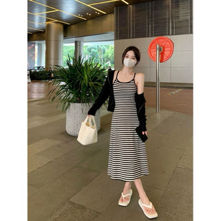 VÁY DÂY DÁNG DÀI -ITEM MUST HAVE MÙA NÀY- màu kẻ đen trắng và màu đen (có size lớn dưới 72kg)