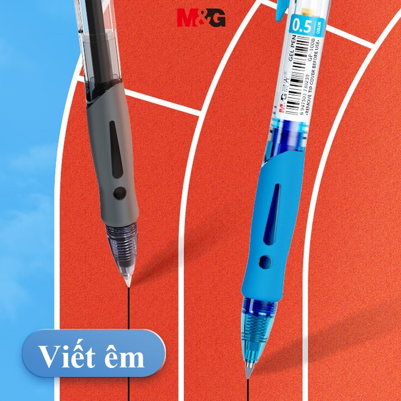 Combo 12 Bút Gel Bấm 0.5mm Comix/M&G GP1008 – Mực Đen/Xanh/Đỏ, Viết Trơn