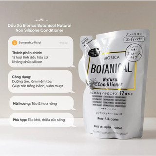 Dầu Xả Biorica Botanical Táo Đen Natural Conditioner Non-Silicone (400ml/túi)