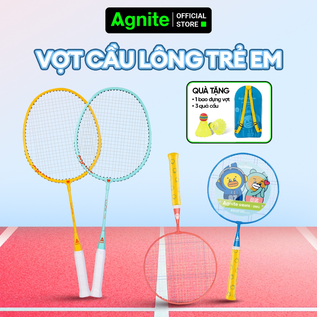 [Tặng quấn vợt] Bộ 2 vợt cầu lông trẻ em,học sinh cao cấp AGNITE chính hãng, nhẹ, bền, đẹp