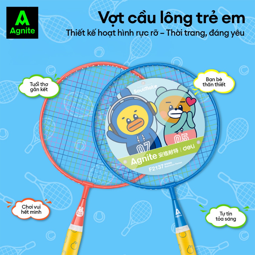 [Tặng quấn vợt] Bộ 2 vợt cầu lông trẻ em,học sinh cao cấp AGNITE chính hãng, nhẹ, bền, đẹp