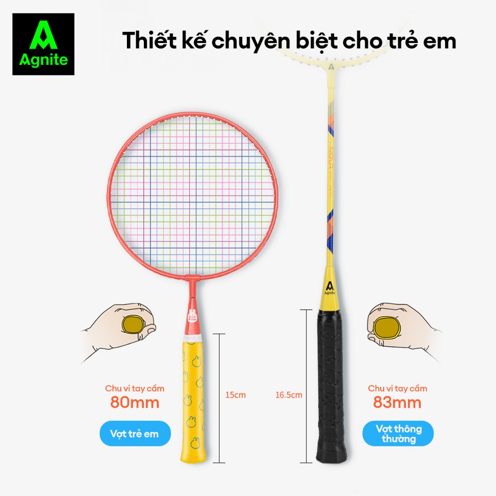 [Tặng quấn vợt] Bộ 2 vợt cầu lông trẻ em,học sinh cao cấp AGNITE chính hãng, nhẹ, bền, đẹp