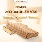 Combo 2 Gối Cao Su Non Lượn Sóng Cao Cấp Hai Màu Chống Đau Cổ Vai Gáy Mềm Mại Thoáng Khí Cho Gia Đình — ảnh 1
