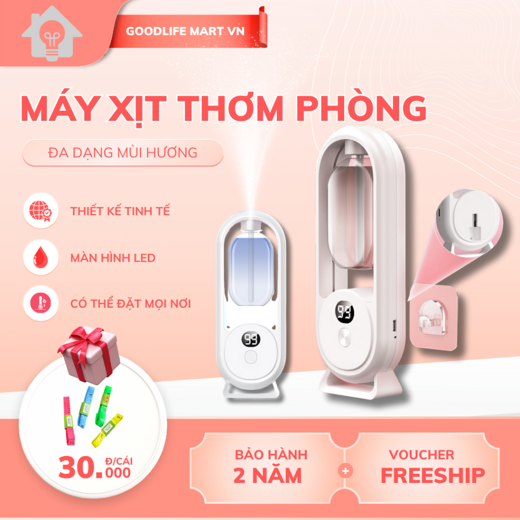 Máy xịt thơm phòng, máy toả hương nước hoa cao cấp có led, lưu hương lâu có nhiều chế độ
