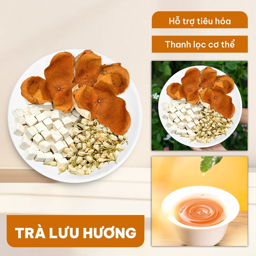 Trà Lưu Hương Thơm Cơ Thể Hoa Nhài Trần Bì Bạch Phục Linh