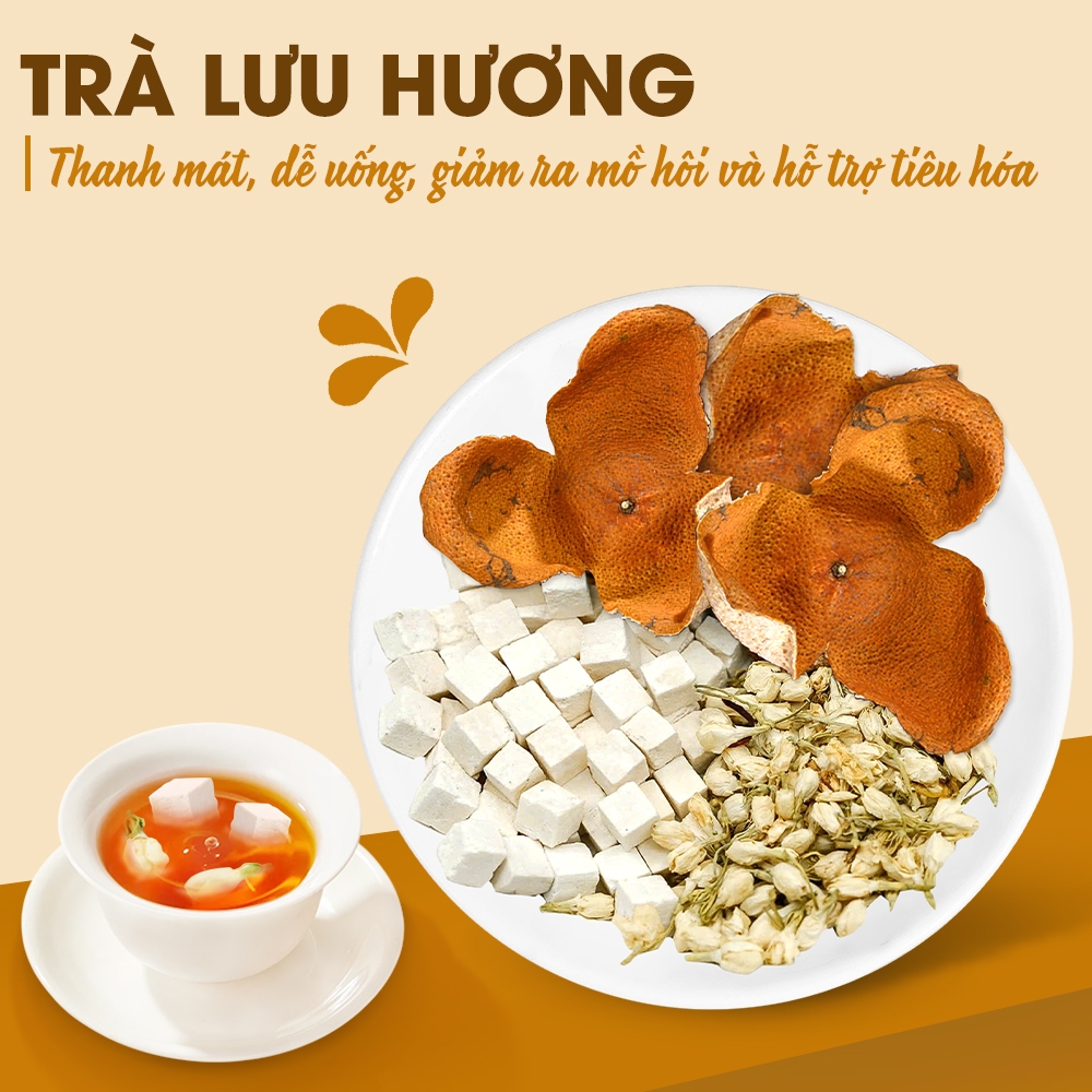 Trà Lưu Hương Thơm Cơ Thể Hoa Nhài Trần Bì Bạch Phục Linh