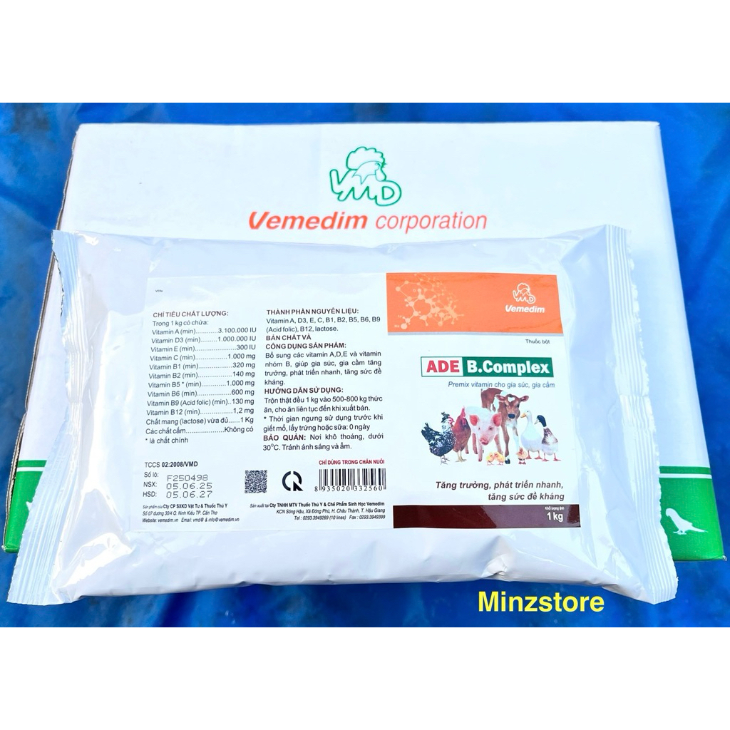 Vitamin ADE B COMPLEX Premix tăng đề kháng cho gia súc, gia cầm, gói (1kg)
