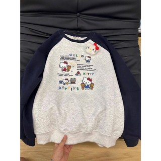 Áo sweater nỉ dài tay bo viền nam nữ Form rộng mèo okkdey cute