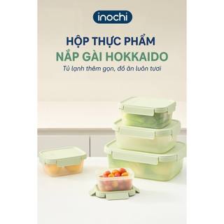 Bộ 3 hộp thực phẩm Inochi Hokkaido nhựa nguyên sinh an toàn nắp gài 4 góc kín hơi chống tràn hiệu quả