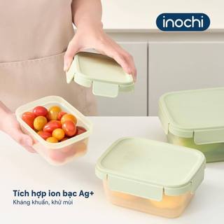 Bộ 3 hộp thực phẩm Inochi Hokkaido nhựa nguyên sinh an toàn nắp gài 4 góc kín hơi chống tràn hiệu quả