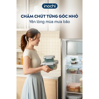 Bộ 3 hộp thực phẩm Inochi Hokkaido nhựa nguyên sinh an toàn nắp gài 4 góc kín hơi chống tràn hiệu quả