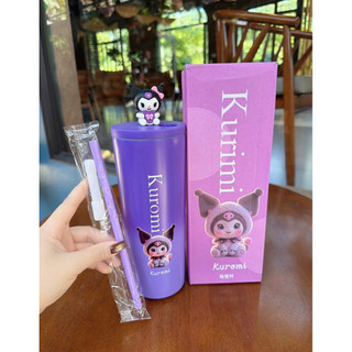 (Tặng sticker) Cốc giữ nhiệt inox 304 710ml có nút bịt miệng ống hút hình stitch và korumi siêu cute