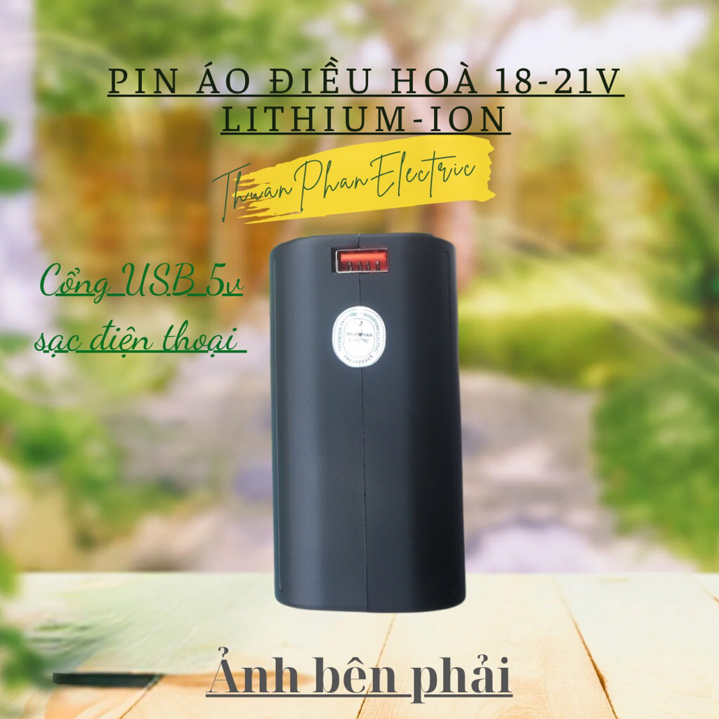 Pin áo điều hoà siêu bão 18-21v, Chạy 15-20H, Đóng 6cell 21700samsung48x chính hãng độ bền >5 năm