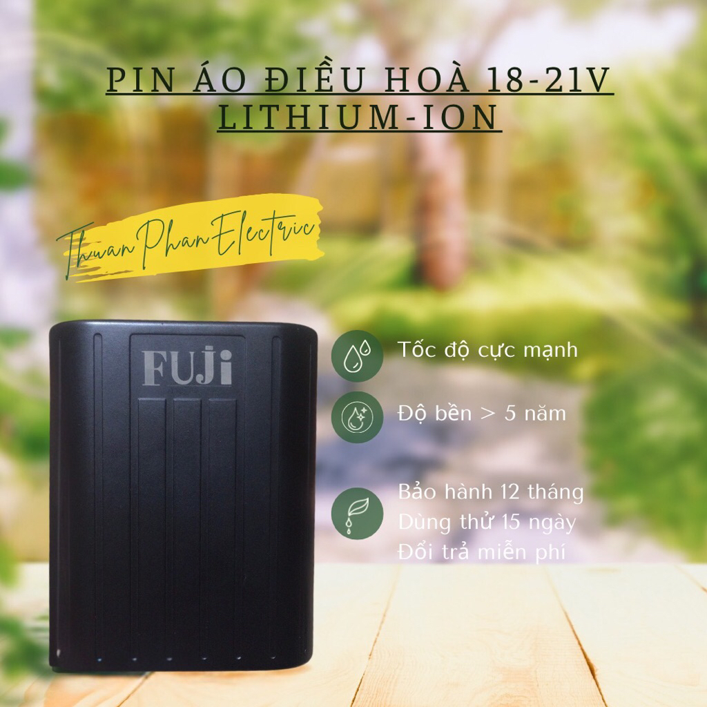 Pin áo điều hoà siêu bão 18-21v, Chạy 15-20H, Đóng 6cell 21700samsung48x chính hãng độ bền >5 năm