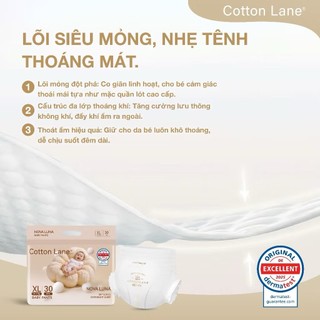 Tã/bỉm COTTON LANE LUNA NOVA siêu mỏng siêu thấm hút, mềm mại chống hăm đủ size cho bé
