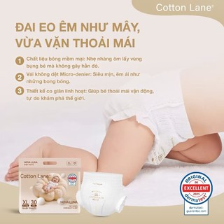 Tã/bỉm COTTON LANE LUNA NOVA siêu mỏng siêu thấm hút, mềm mại chống hăm đủ size cho bé