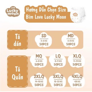 Tã bỉm quần dán LUCKY MOON siêu mỏng mềm mại, thấm hút tốt đủ size