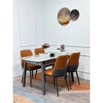 Bàn Ăn Chân Côn Mở Rộng T90, Mặt Đá Ceramic, Chân Sắt Có Bếp Từ, Hàng Nhập Khẩu, Chung cư. TC55 — ảnh 5