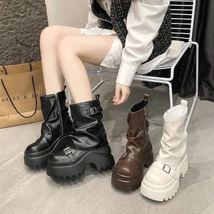 Giày Bốt Martin Đế Dày 9,5cm Dành Cho Nữ, Phong Cách Anh, Kiểu Dáng Mới Thu 2025