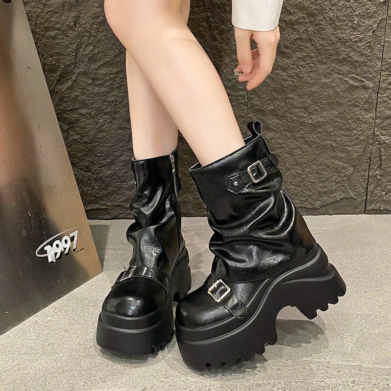 (sẵn nâu 38) Giày Bốt Martin Đế Dày 9,5cm  Dành Cho Nữ, Phong Cách Anh, Kiểu Dáng Mới Thu 2025